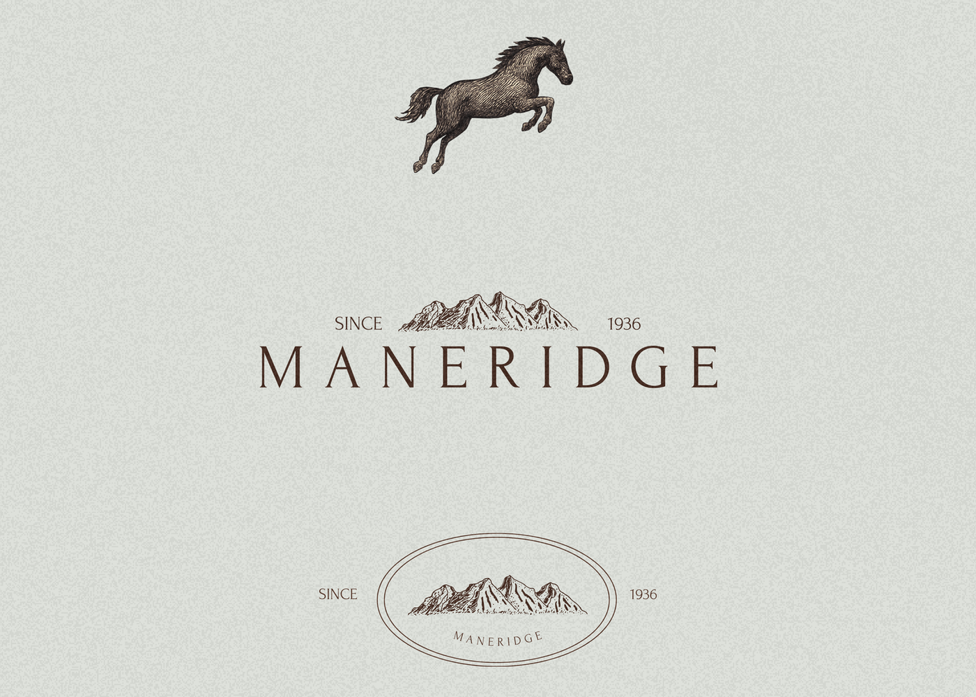 Maneridge equestrian logo system with emblem and wordmark.