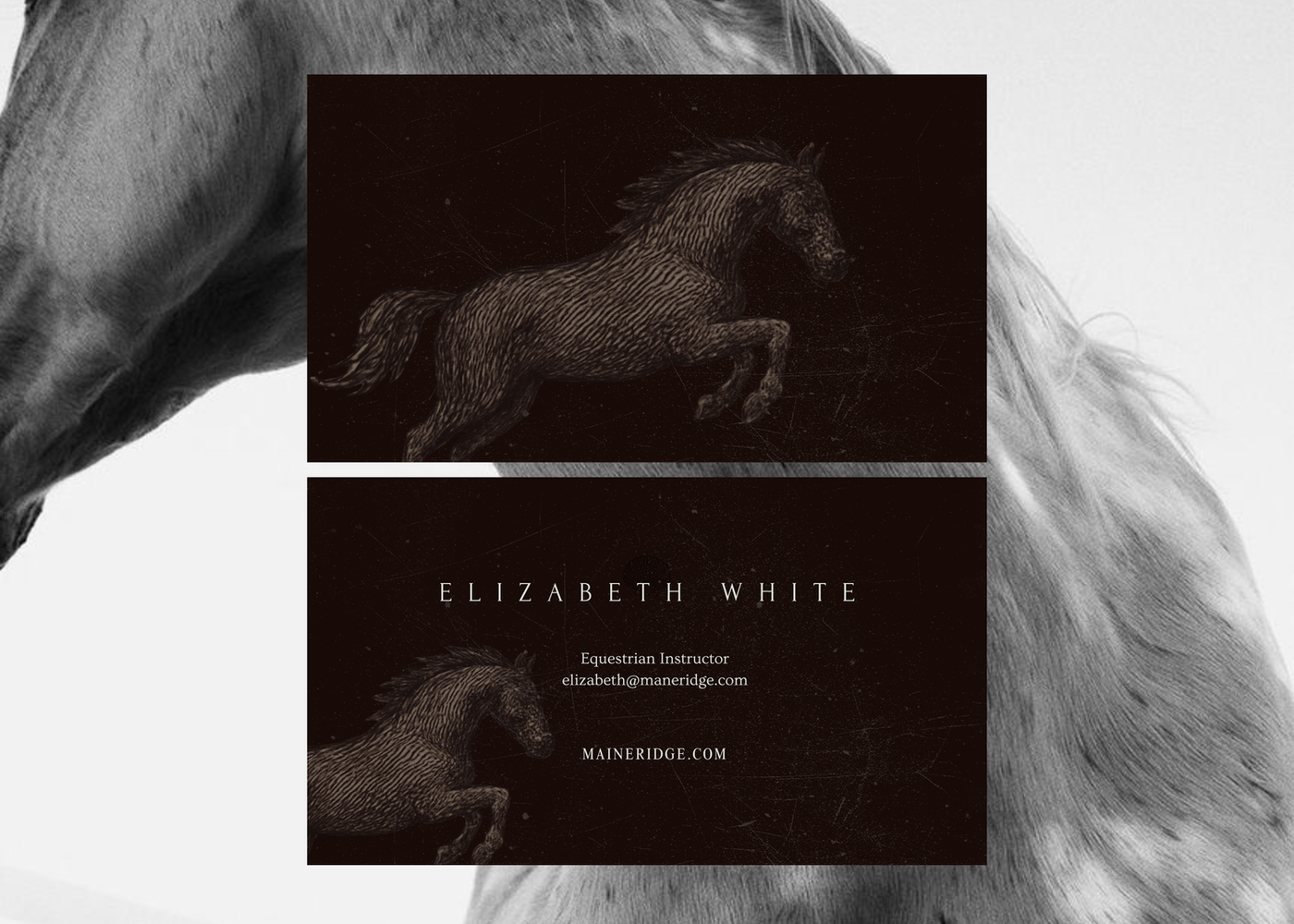 Maneridge stationery layered over equestrian imagery.