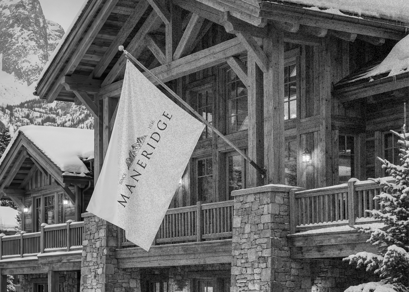 Alpine lodge forming part of the Maneridge brand world.